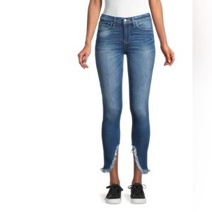 Hudson mid rise skinny Jean- raw hem cut out ankle